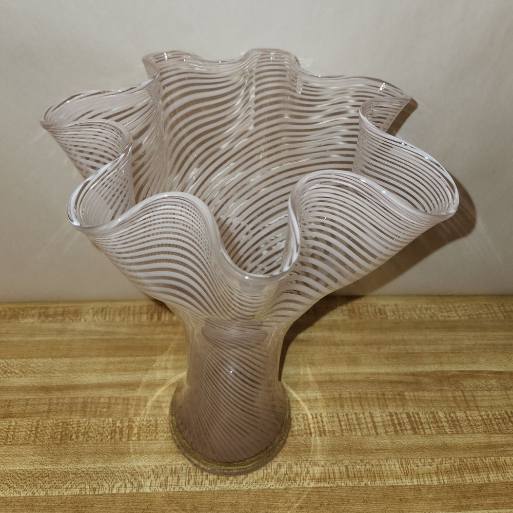 VTG Fratelli Toso Murano Art Glass Pink Blush Vase - Picture 5 of 8
